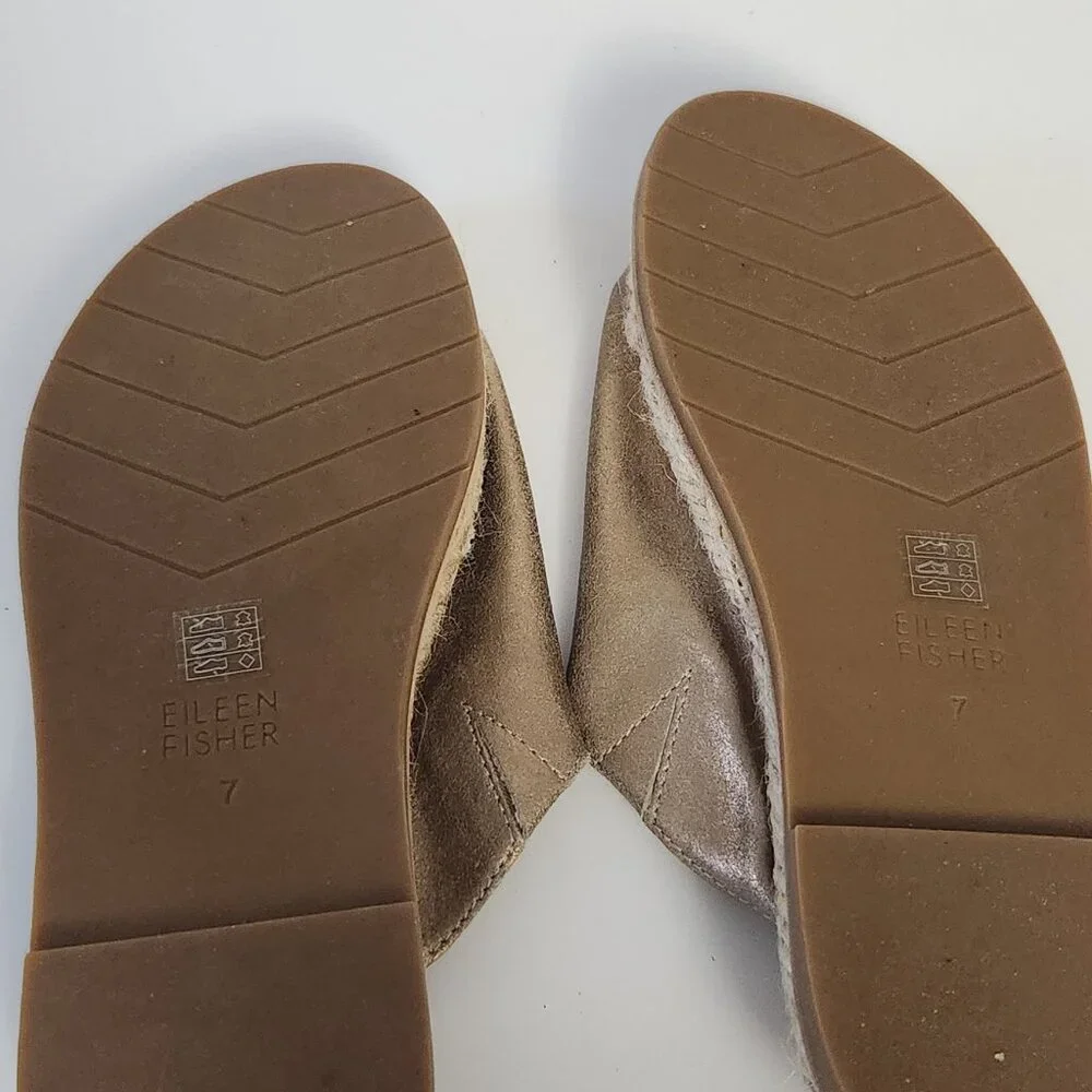 Eileen Fisher Milly Espadrille Sandals Gold Metallic 7